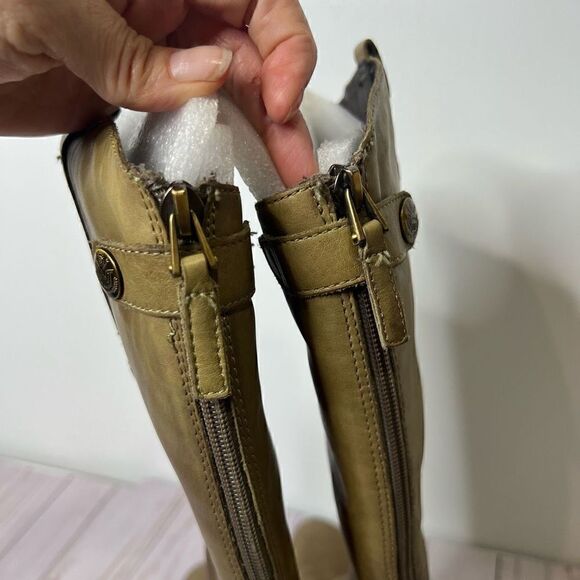 Sam Edelman Penny Leather Riding Boot Tall Taupe Tan Brown - Picture 2 of 12